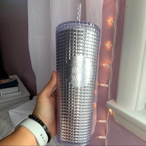 Starbucks Holiday 2020 Silver Disco Grid Tumbler